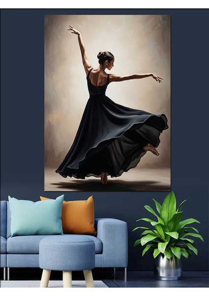 Uzun Elbiseli Dansçı Kadın Dekoratif Kanvas - Mdf Ahşap Tablo fiyatları