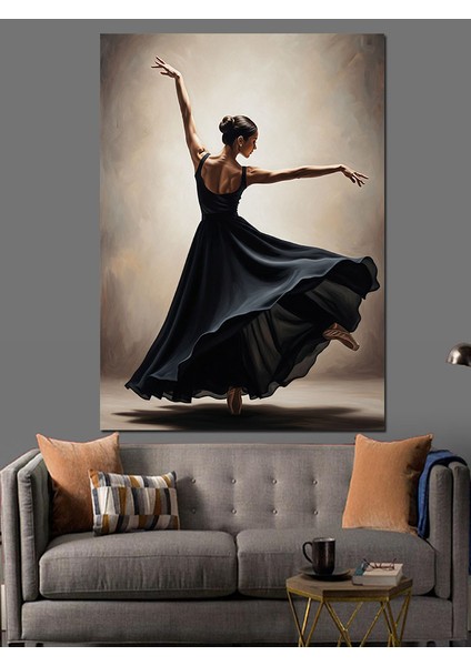 Uzun Elbiseli Dansçı Kadın Dekoratif Kanvas - Mdf Ahşap Tablo modelleri