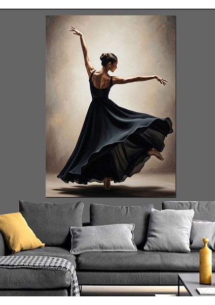 Uzun Elbiseli Dansçı Kadın Dekoratif Kanvas - Mdf Ahşap Tablo fırsatları