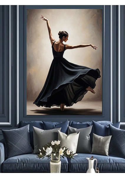 Uzun Elbiseli Dansçı Kadın Dekoratif Kanvas - Mdf Ahşap Tablo indirimleri