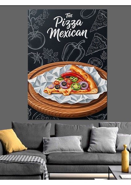 Dilimlenmiş Lezzetli Pizza Poster Dekoratif Kanvas - Mdf Ahşap Tablo fiyatları