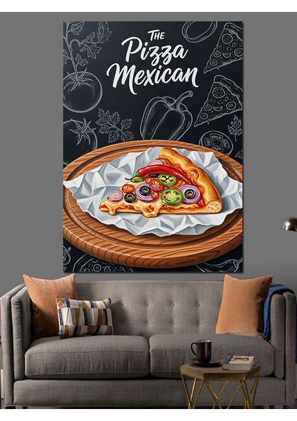 Dilimlenmiş Lezzetli Pizza Poster Dekoratif Kanvas - Mdf Ahşap Tablo modelleri