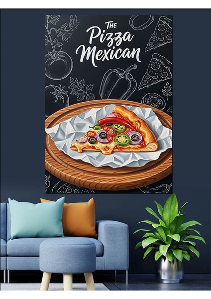 Dilimlenmiş Lezzetli Pizza Poster Dekoratif Kanvas - Mdf Ahşap Tablo fırsatları