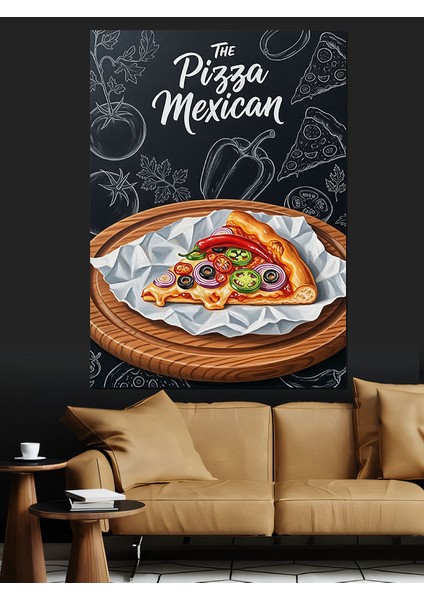 Dilimlenmiş Lezzetli Pizza Poster Dekoratif Kanvas - Mdf Ahşap Tablo indirimleri