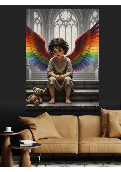 Kanatlı Bebek Melek Figürü Dekoratif Kanvas - Mdf Ahşap Tablo modelleri