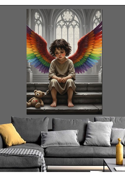 Kanatlı Bebek Melek Figürü Dekoratif Kanvas - Mdf Ahşap Tablo indirimleri