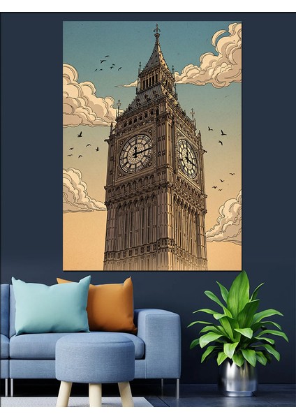 Big Ben Ingiliz Mimarlık Saat Kulesi Dekoratif Kanvas - Mdf Ahşap Tablo modelleri