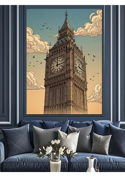 Big Ben Ingiliz Mimarlık Saat Kulesi Dekoratif Kanvas - Mdf Ahşap Tablo indirimleri