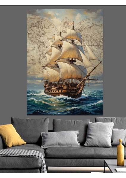 Yelkenli Gemi ve Okyanus Dekoratif Kanvas - Mdf Ahşap Tablo fiyatları