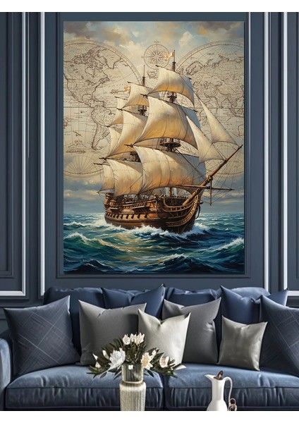 Yelkenli Gemi ve Okyanus Dekoratif Kanvas - Mdf Ahşap Tablo modelleri