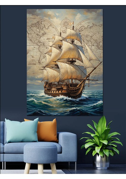 Yelkenli Gemi ve Okyanus Dekoratif Kanvas - Mdf Ahşap Tablo indirimleri