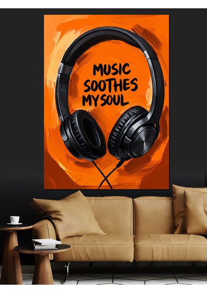 Kulaklık Müzik Ses Dalgaları Dekoratif Kanvas - Mdf Ahşap Tablo fiyatları