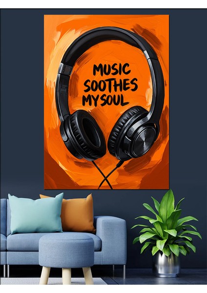Kulaklık Müzik Ses Dalgaları Dekoratif Kanvas - Mdf Ahşap Tablo modelleri