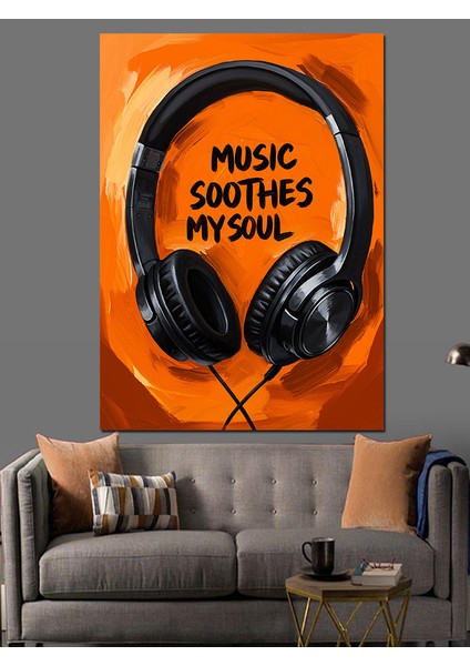 Kulaklık Müzik Ses Dalgaları Dekoratif Kanvas - Mdf Ahşap Tablo fırsatları