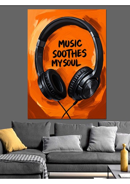 Kulaklık Müzik Ses Dalgaları Dekoratif Kanvas - Mdf Ahşap Tablo indirimleri