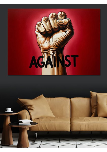 Yumruk Havada Protesto Görseli Dekoratif Kanvas - Mdf Ahşap Tablo
