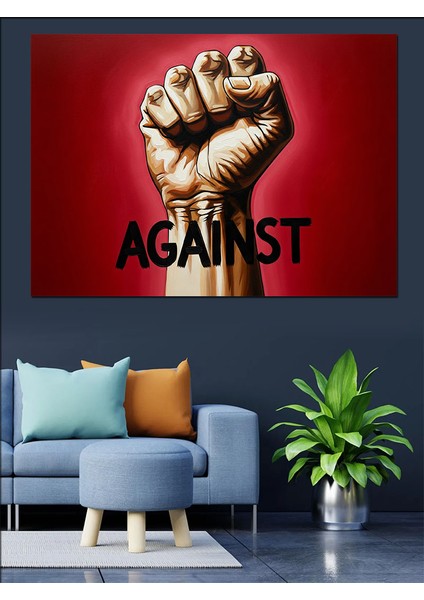 Yumruk Havada Protesto Görseli Dekoratif Kanvas - Mdf Ahşap Tablo fiyatları