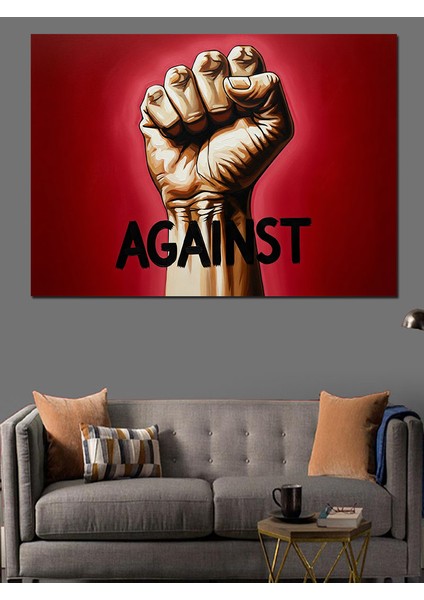Yumruk Havada Protesto Görseli Dekoratif Kanvas - Mdf Ahşap Tablo modelleri