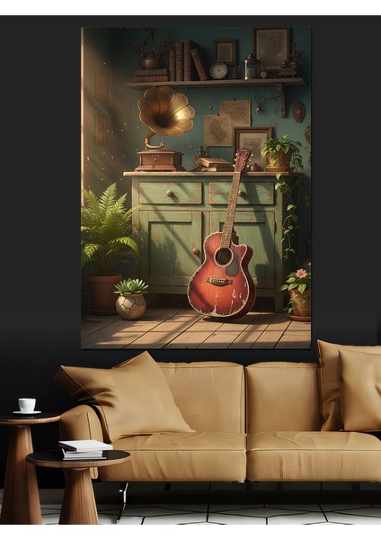 Iç Mekanda Akustik Gitar Dekoratif Kanvas - Mdf Ahşap Tablo modelleri
