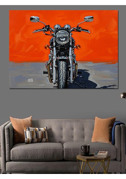Siyah Zemin ve Kırmızı Fonlu Motor Görseli Dekoratif Kanvas - Mdf Ahşap Tablo