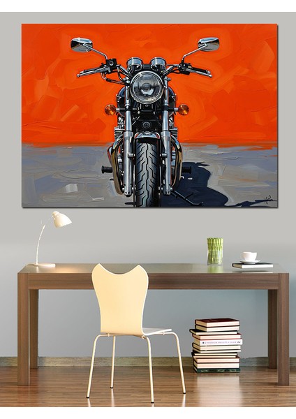 Siyah Zemin ve Kırmızı Fonlu Motor Görseli Dekoratif Kanvas - Mdf Ahşap Tablo fiyatları
