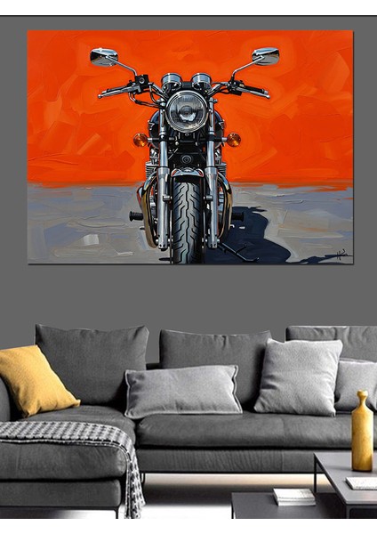 Siyah Zemin ve Kırmızı Fonlu Motor Görseli Dekoratif Kanvas - Mdf Ahşap Tablo modelleri
