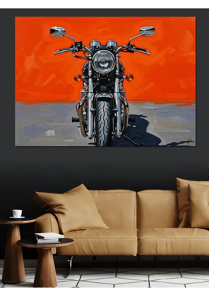 Siyah Zemin ve Kırmızı Fonlu Motor Görseli Dekoratif Kanvas - Mdf Ahşap Tablo fırsatları