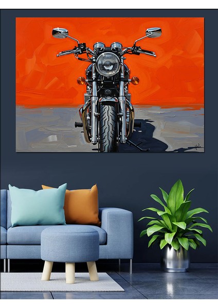Siyah Zemin ve Kırmızı Fonlu Motor Görseli Dekoratif Kanvas - Mdf Ahşap Tablo indirimleri