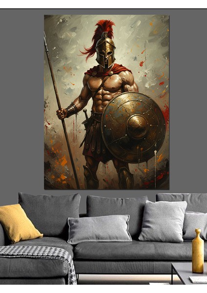 Mızraklı Roma Savaşçı Figürü Dekoratif Kanvas - Mdf Ahşap Tablo fiyatları