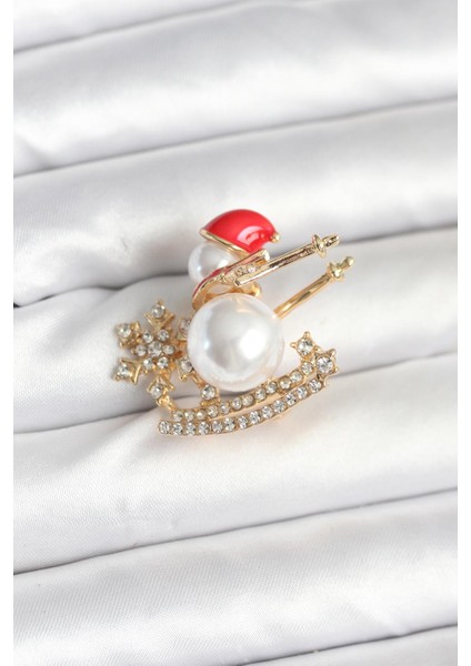 Kızaklı Kardan Adam Model Yılbaşı Temalı Broş - Lisinya