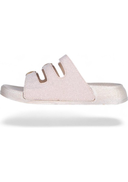 3 Tokalı Bej Simli Kadın Düz Terlik modelleri