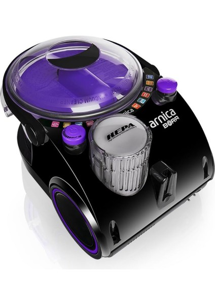 850W Toz Torbasız Bora ET11133 Su Filtreli Süpürge, Hepa 13 Filtre, Siyah-Mor