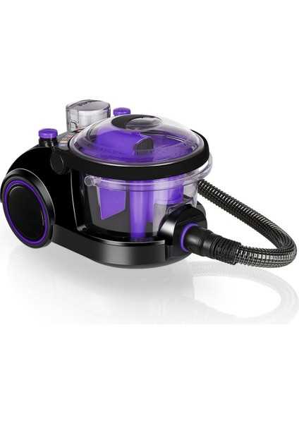 850W Toz Torbasız Bora ET11133 Su Filtreli Süpürge, Hepa 13 Filtre, Siyah-Mor