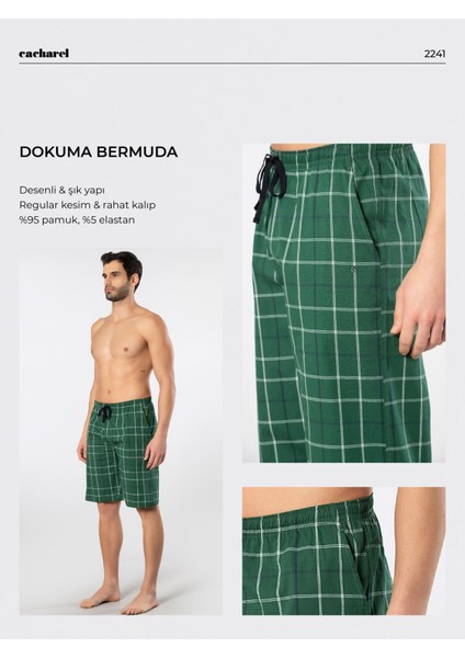 Erkek Dokuma Bermuda Tek Alt 2241/YEŞIL 1 fırsatları