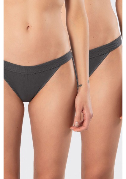 Kadın Likralı Ribana Tanga 2'li Paket 931/ANTRASIT