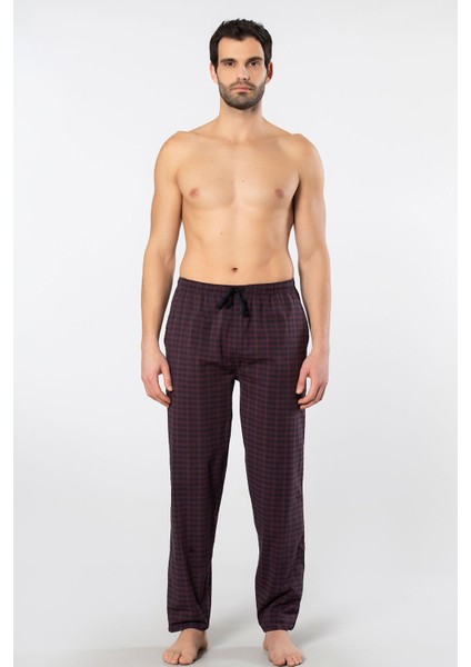 Erkek Dokuma Pijama Tek Alt 2240/BORDO 1
