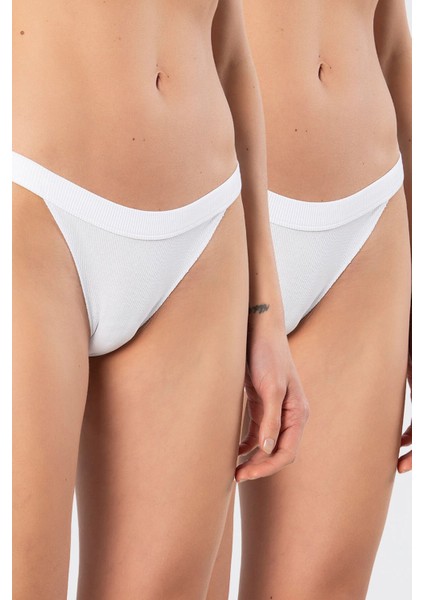 Kadın Likralı Ribana Tanga 2'li Paket 931/BEYAZ
