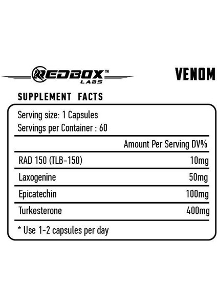 Redbox Labs Venom RAD-150 TLB-150 Laxogenin Turkesteron 60 Caps fiyatları