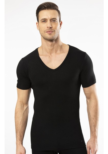 - Termal Kısa Kol V Yaka 1602/SIYAH
