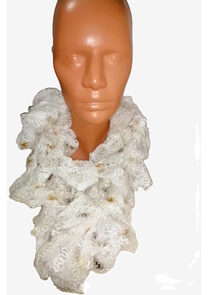 Kadın Örgü Atkı Kırık Beyaz