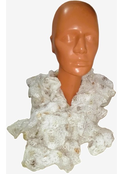 Kadın Örgü Atkı Kırık Beyaz