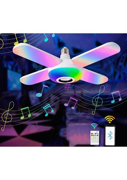 PARTİ AMPULÜ LED Müzikli Ampül - Uygulama Kontrollü ve Uzaktan Kumandalı Kanatlı Bluetooth Hoparlörlü Akıllı 50W LED Lamba