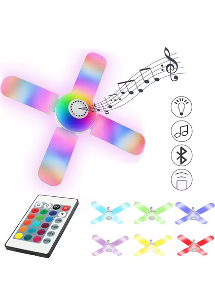 PARTİ AMPULÜ LED Müzikli Ampül - Uygulama Kontrollü ve Uzaktan Kumandalı Kanatlı Bluetooth Hoparlörlü Akıllı 50W LED Lamba fırsatları