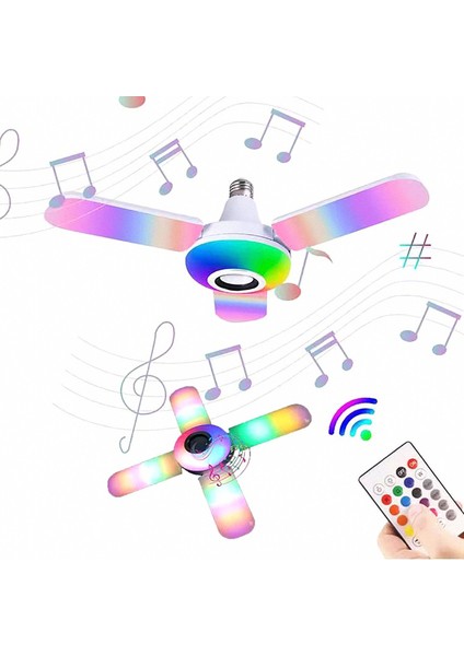 PARTİ AMPULÜ LED Müzikli Ampül - Uygulama Kontrollü ve Uzaktan Kumandalı Kanatlı Bluetooth Hoparlörlü Akıllı 50W LED Lamba