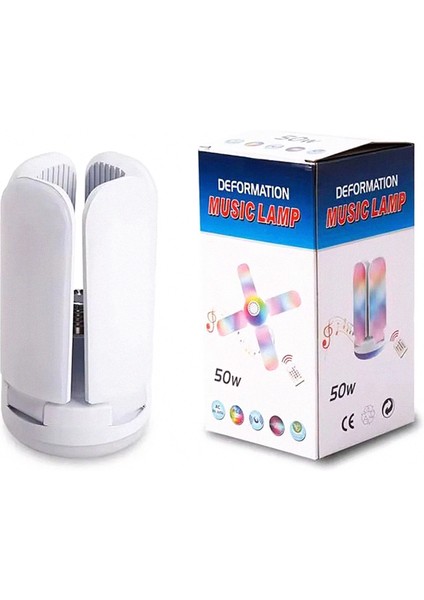 PARTİ AMPULÜ LED Müzikli Ampül - Uygulama Kontrollü ve Uzaktan Kumandalı Kanatlı Bluetooth Hoparlörlü Akıllı 50W LED Lamba