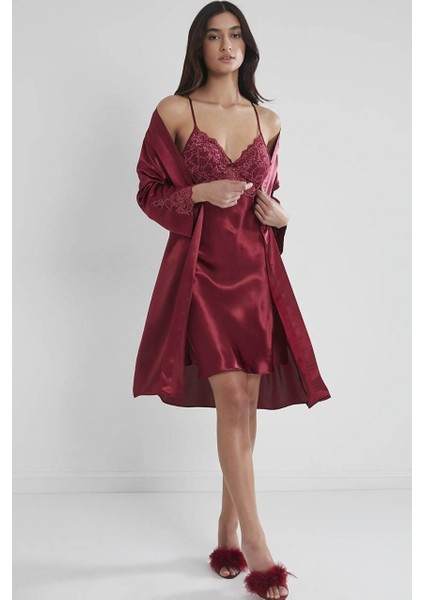 Sütyen Kaplı Sabahlık Gecelik Set 4050 modelleri