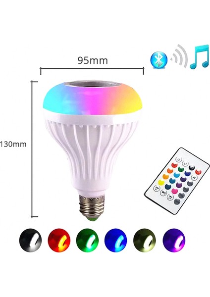 PARTİ AMPULÜ LED Muzikli Ampul / Uygulama Kontrollü ve Kumandalı Bluetooth Işıklı 7W LED Ampul ve Hoparlör