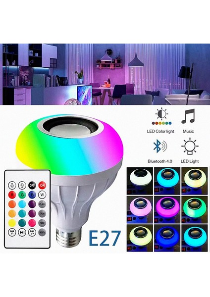PARTİ AMPULÜ LED Muzikli Ampul / Uygulama Kontrollü ve Kumandalı Bluetooth Işıklı 7W LED Ampul ve Hoparlör