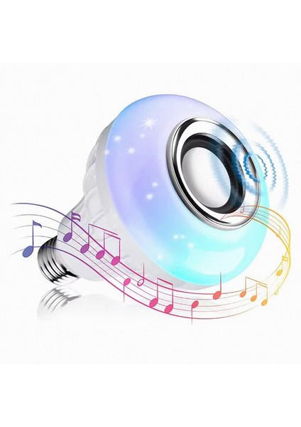 PARTİ AMPULÜ LED Muzikli Ampul / Uygulama Kontrollü ve Kumandalı Bluetooth Işıklı 7W LED Ampul ve Hoparlör