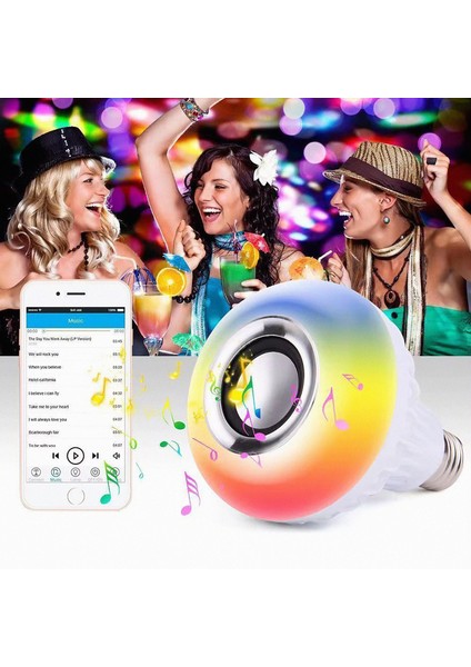 PARTİ AMPULÜ LED Muzikli Ampul / Uygulama Kontrollü ve Kumandalı Bluetooth Işıklı 7W LED Ampul ve Hoparlör